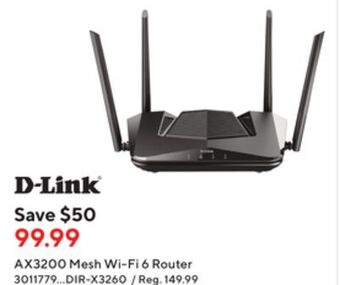 Staples D-link dir-x3260 ax3200 mesh wi-fi 6 router offer