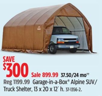 Canadian Tire Shelterlogic garage-in-a-box alpine suv/ truck shelter, 13 x 20 x 12´ h offer