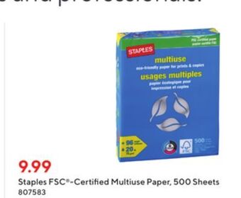 Staples Staples fsc® certified multiuse paper 500 sheets offer