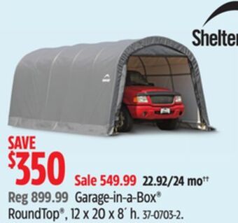 Canadian Tire Shelter logic garage-in-a-box roundtop offer