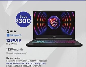 Staples Msi katana laptop offer