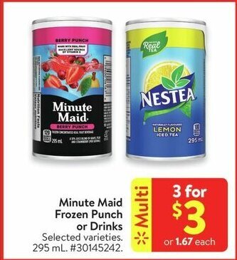 Walmart Minute Maid Frozen Punch or Drinks offer