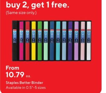 Staples Staples better binder offer