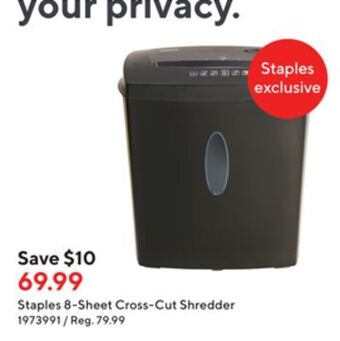 Staples Staples 8-sheet cross-cut shredder offer