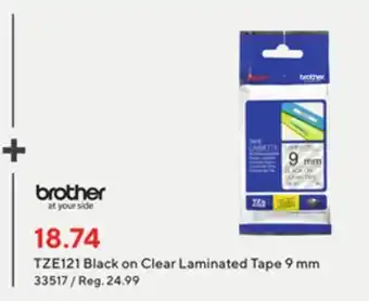 Staples Brother tze121 black on clear laminated tape 9 mm offer