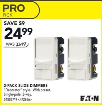 Lowe's Eaton 2-pack slide dimmers offer