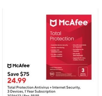 Staples Mcafee+ premium family antivirus & internet security- unlimited devices offer