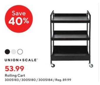 Staples Union & scale rolling cart offer