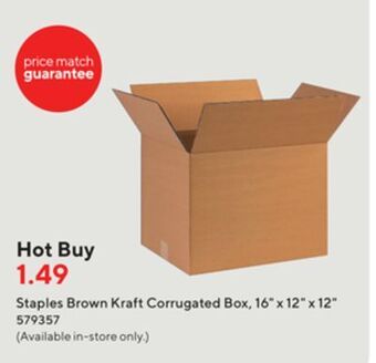 Staples Staples brown kraft corrugated box - 16 x 12 x 12 offer