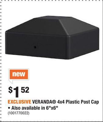 Home Depot Exclusive veranda® 4x4 plastic post cap • also available in 6x6 offer
