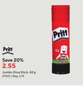 Staples Pritt jumbo glue stick - 42 g offer