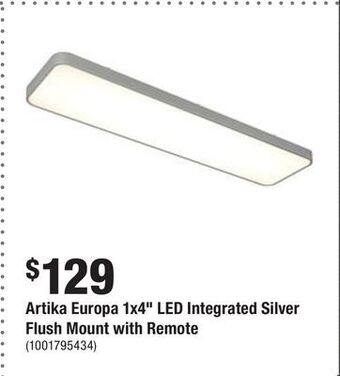 Home Depot Artika europa 1x4 led integrated silver flush mount with remote offer