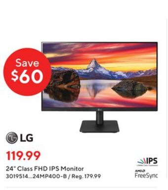Staples Lg 24 class fhd ips monitor offer