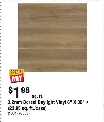 Home Depot 3.2mm boreal daylight vinyl 6 x 36 • (23.95 sq. ft./case) offer