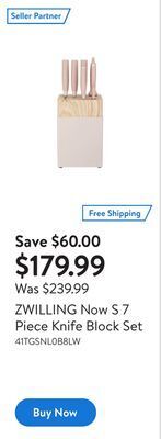 Walmart Zwilling now s 7 piece knife block set offer