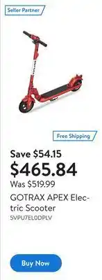 Walmart Gotrax apex electric scooter offer