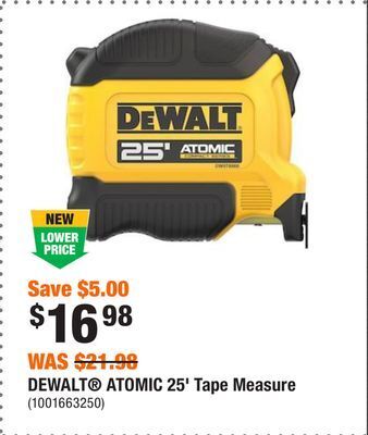 Home Depot Dewalt® atomic 25' tape measure offer