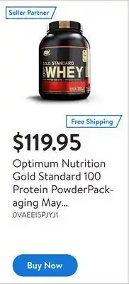 Walmart Optimum nutrition gold standard 100 protein powderpackaging may vary whey mocha cappuccino 5 pound 80 oz offer