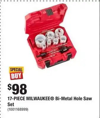 Home Depot 17-piece milwaukee® bi-metal hole saw set offer