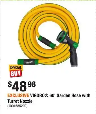 Home Depot Exclusive vigoro® 60' garden hose with turret nozzle offer