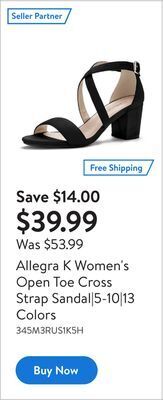Walmart Allegra k women's open toe cross strap sandal|5-10|13 colors offer