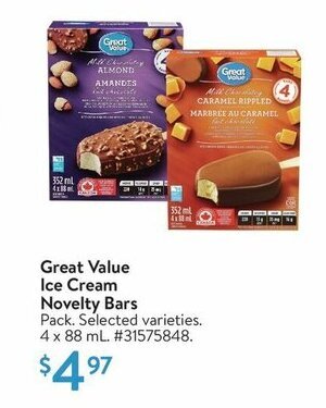 Walmart Great Value Ice Cream Novelty Bars offer