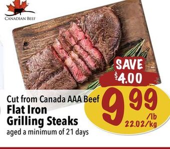 Farm Boy Flat iron grilling steaks offer