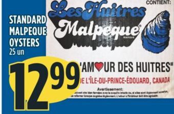 Marché Adonis Standard malpeque oysters offer