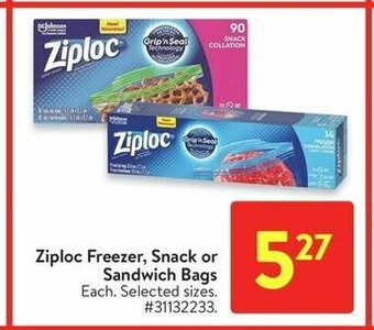 Walmart Ziploc Freezer, Snack or Sandwich Bags offer