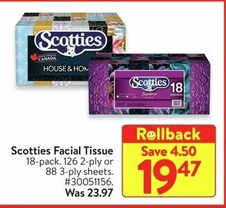 Walmart Scotties Facial Tissue offer