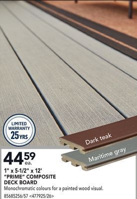 RONA 1 x 5-1/2 x 12' prime composite deck board offer