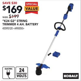 RONA Kobalt k24 g2 string trimmer 4 ah. battery offer