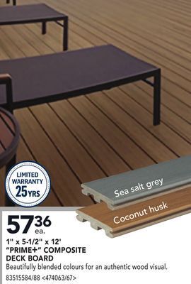 RONA 1 x 5-1/2 x 12' prime composite deck board offer