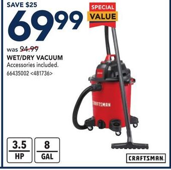 RONA Craftsman wet/dry vacuum offer