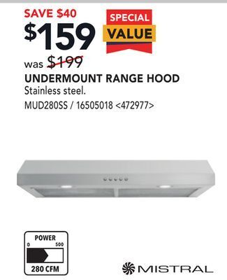 RONA Mistral undermount range hood offer