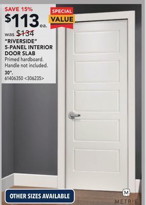 RONA Metrie riverside 5-panel interior door slab offer