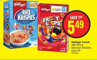 FreshCo Kellogg's cereal 480-650 g selected varieties offer