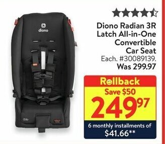 Walmart Diono Radian 3R Latch All-in-One Convertible Car Seat offer