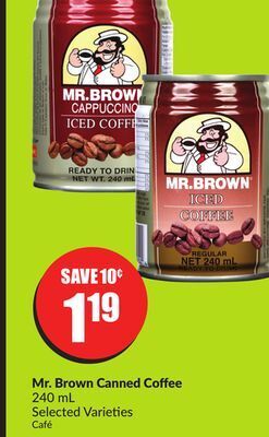 FreshCo Mr. brown canned coffee 240 ml selected varieties offer