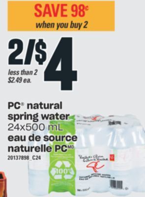 Valu-mart Eau de source naturelle pc, 24x500 ml offer
