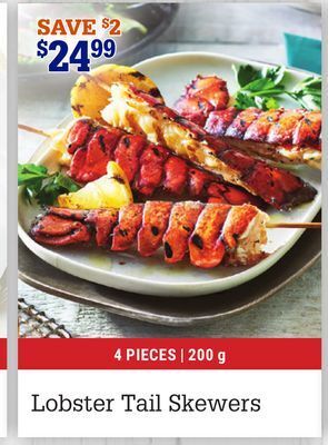 M & M Food Market Lobster tail skewers offer