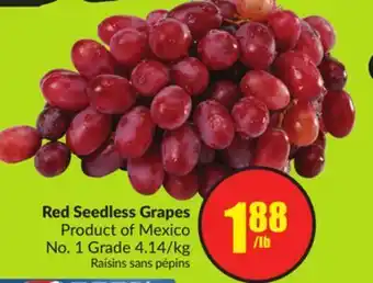Chalo FreshCo Red seedless grapes product of mexico no. 1 grade 4.14/kg offer
