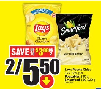 Chalo FreshCo Lay's potato chips 177-235 g or poppables 130 g smartfood 150-220 g offer