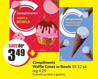 Chalo FreshCo Compliments waffle cones or bowls 10-12 pk offer