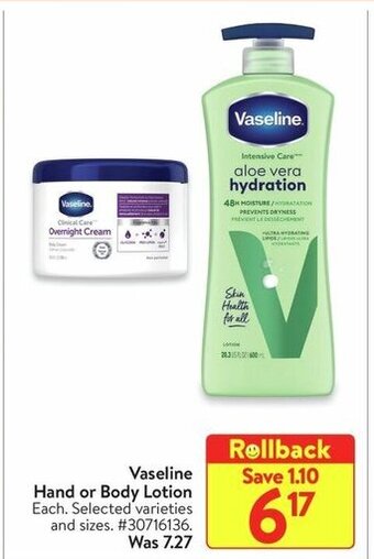 Walmart Vaseline Hand or Body Lotion offer