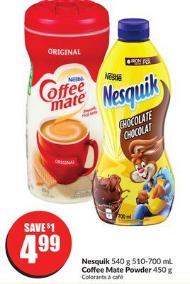 Chalo FreshCo Nesquik 540 g 510-700 ml coffee mate powder 450 g offer