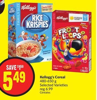 Chalo FreshCo Kellogg's cereal 480-650 g selected varieties offer
