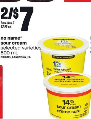 Zehrs Markets No name® sour cream, 500 ml offer