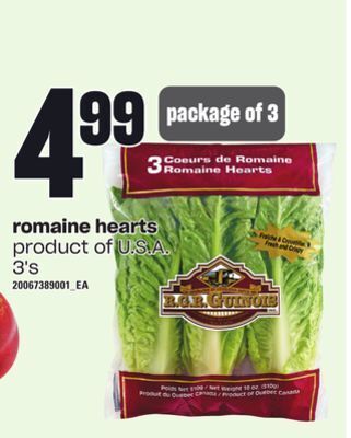 Zehrs Markets Romaine hearts, 3's offer