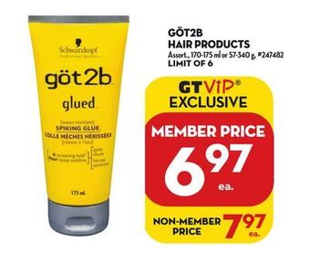 Giant Tiger Göt2b hair products offer